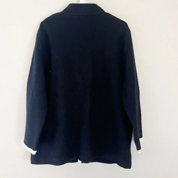 Elana By Tanner Womens Black White Overcoat 1 Long Sleeve Pockets Wool Jacket ** - Picture 3 of 9